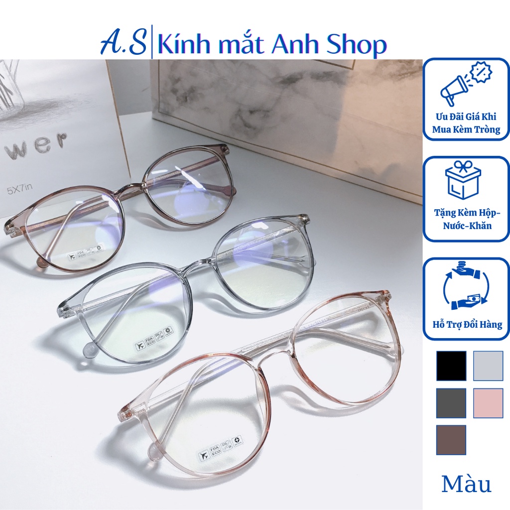 Kính tròn mắt mèo nam nữ chất liệu nhựa lõi kim loại bền đẹp thời trang 8250