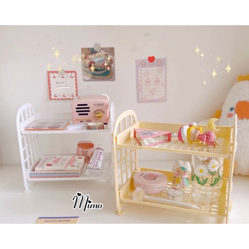 Kệ Nhựa Mini 2 Tầng Mini Đựng Đồ Đa Năng Siêu Xinh Sẵn Hàng 5 màu