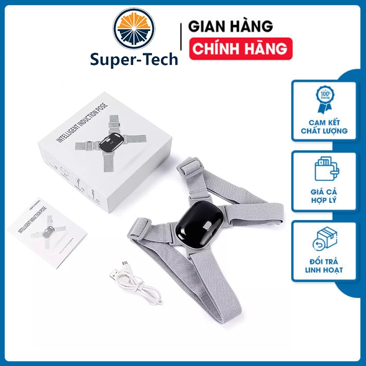Đai Chống Gù Lưng Nhật Bản Cao Cấp Smart Pose Cảm Biến Rung Thông Minh Cho Người Lớn Và Trẻ Em Có Màn Hình Hiển Thị