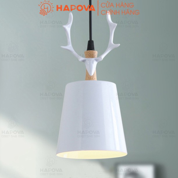 Bộ 03 Đèn thả trần trang trí sừng hươu HAPOVA OSON 5057/3 + Tặng kèm bóng led AS Vàng
