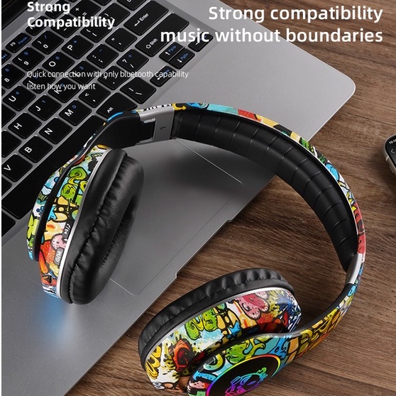 Tai Nghe Bluetooth Không Dây Âm Thanh HiFi Chống Ồn Thiết Kế Graffiti | BigBuy360 - bigbuy360.vn