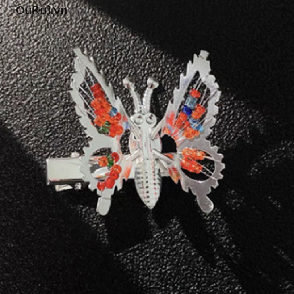 {RUI} Kẹp Tóc Phối Tua Rua Hình Chuồn Chuồn Cánh Bướm Bước Lắc Chân Phong Cách Cổ Điển {OuRui.vn}