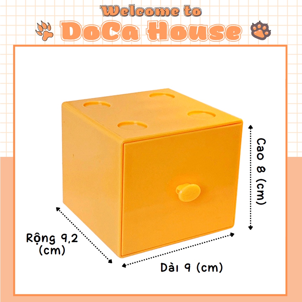 Hộp lưu trữ hình vuông màu kẹo macaron, hộp vuông để bàn đựng mỹ phẩm trang sức
