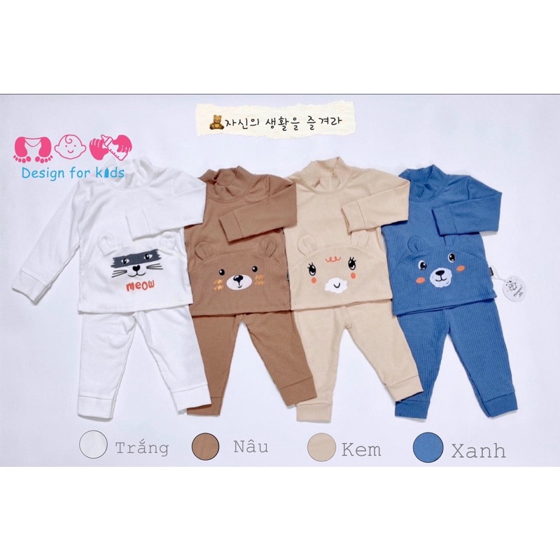 Bộ quần áo dài tay vải len tăm cho bé