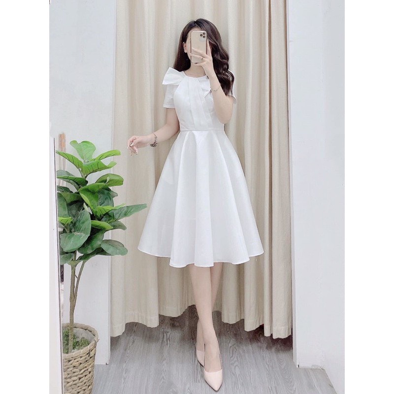 Váy trắng thiết kế Vivian Dress dự tiệc đi cưới sự kiện - Ảnh thật 100% - Thời Trang Váy