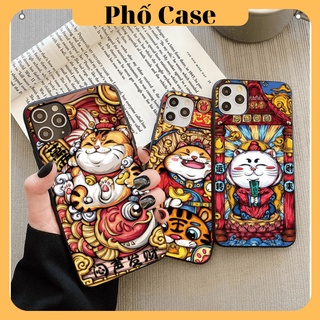 Ốp lưng iphone mèo thần tài lưng kính dẻo bóng