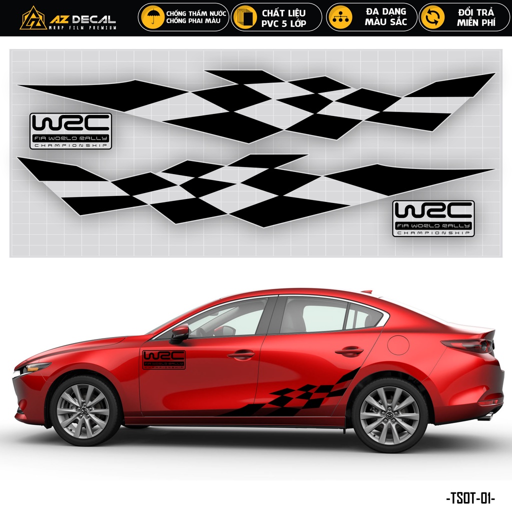 Tem Sườn Xe Ô Tô Phong Cách Thể Thao | TSOT-01 | Decal Dán Sườn Ô Tô Bám Tốt, Chống Nước, Bền Màu