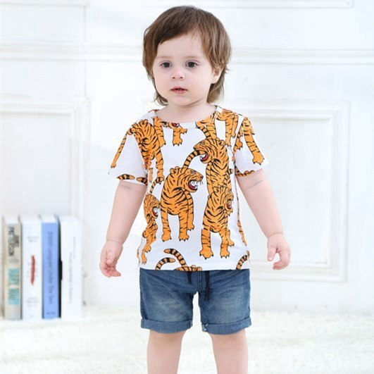 Áo cho bé trai T Shirt bông Tops Tiger Printing Kids Shirt