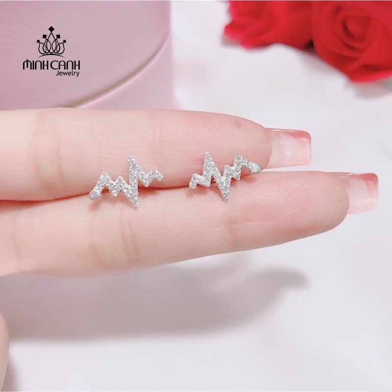 Bông Tai Bạc Hình Nhịp Tim Đính Đá - Minh Canh Jewelry