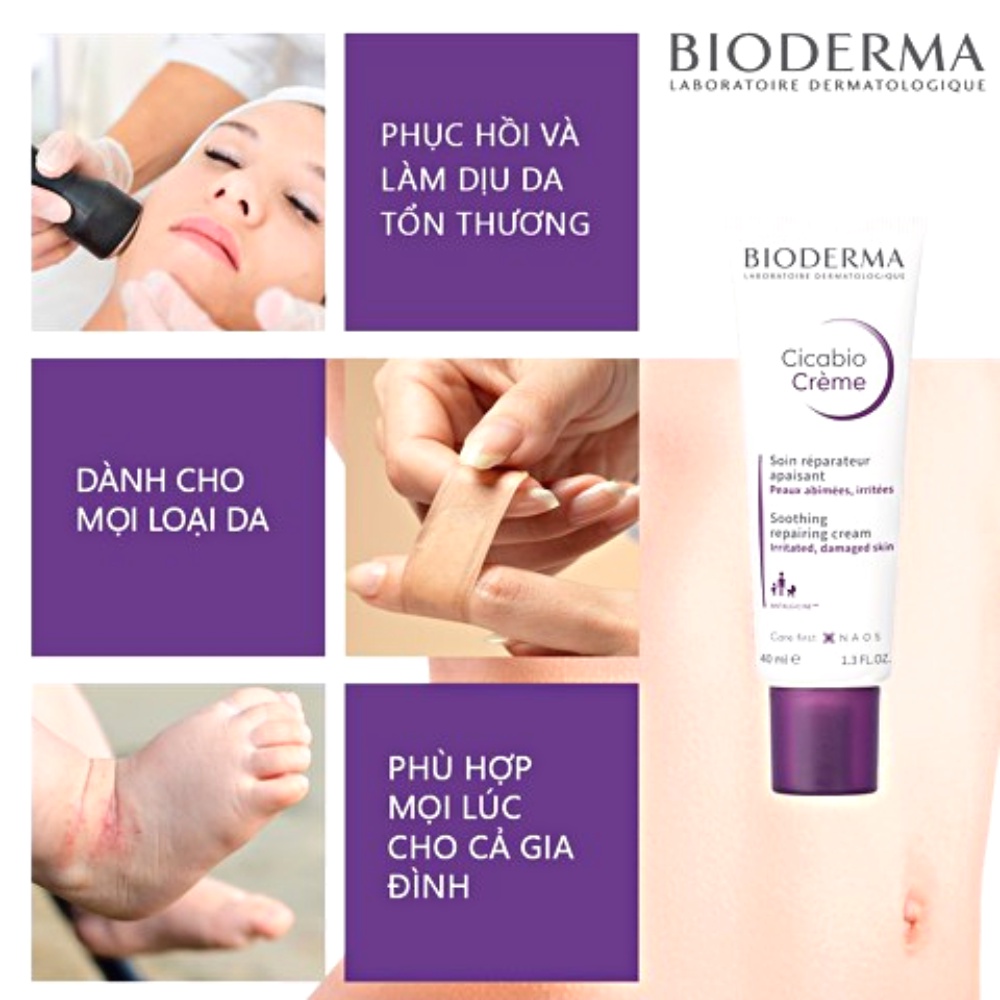 Kem dưỡng ẩm Bioderma Cicabio Crème 40ml giúp phục hồi và làm dịu da