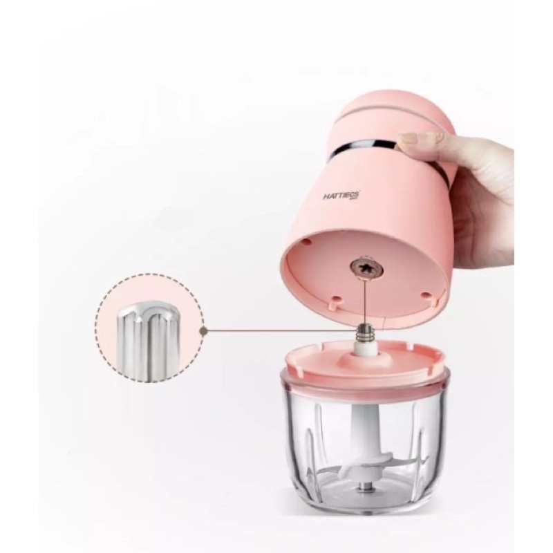 Máy Xay Mini Đa Năng Hattiecs KIDWOW 6 Lưỡi Dung Tích 0.3L Chế Biến Ăn Dặm Cho Bé