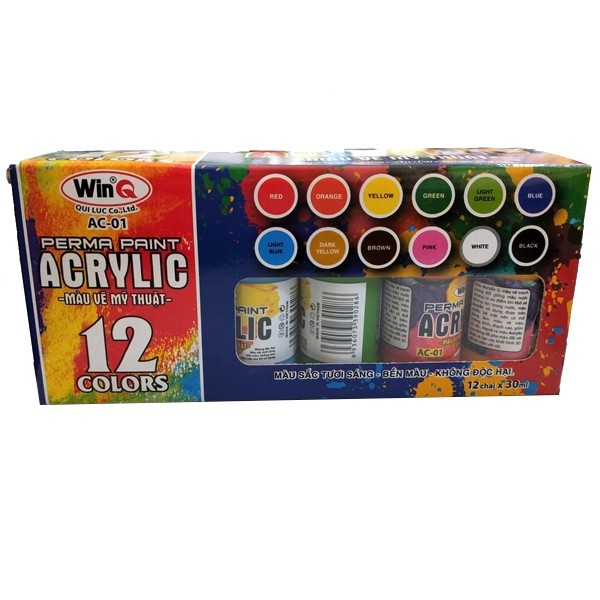 Màu Vẽ Kỹ Thuật Acrylic WinQ 30ml 12 Màu - AC01