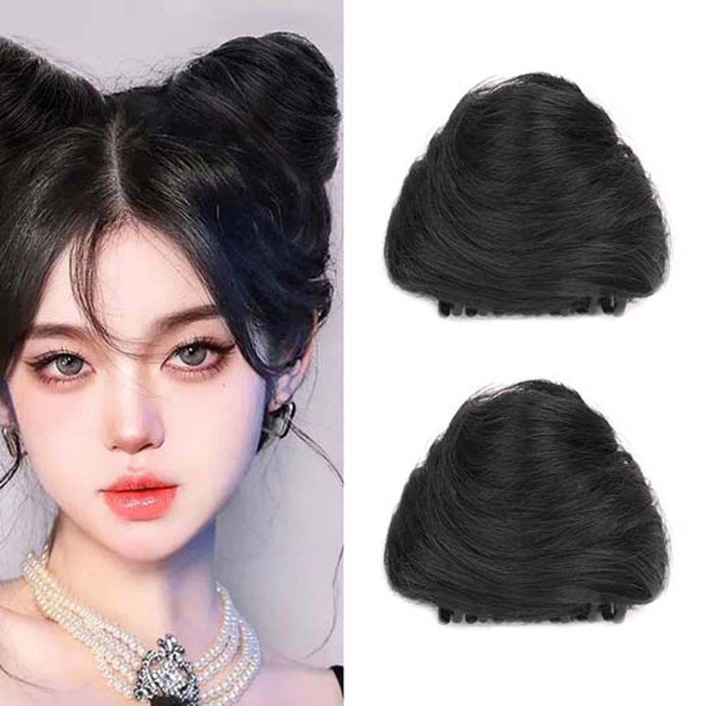 Qqmall Kẹp Tóc Giả Kẹp Thẳng Có Tai Mèo Chignon Cho Nữ