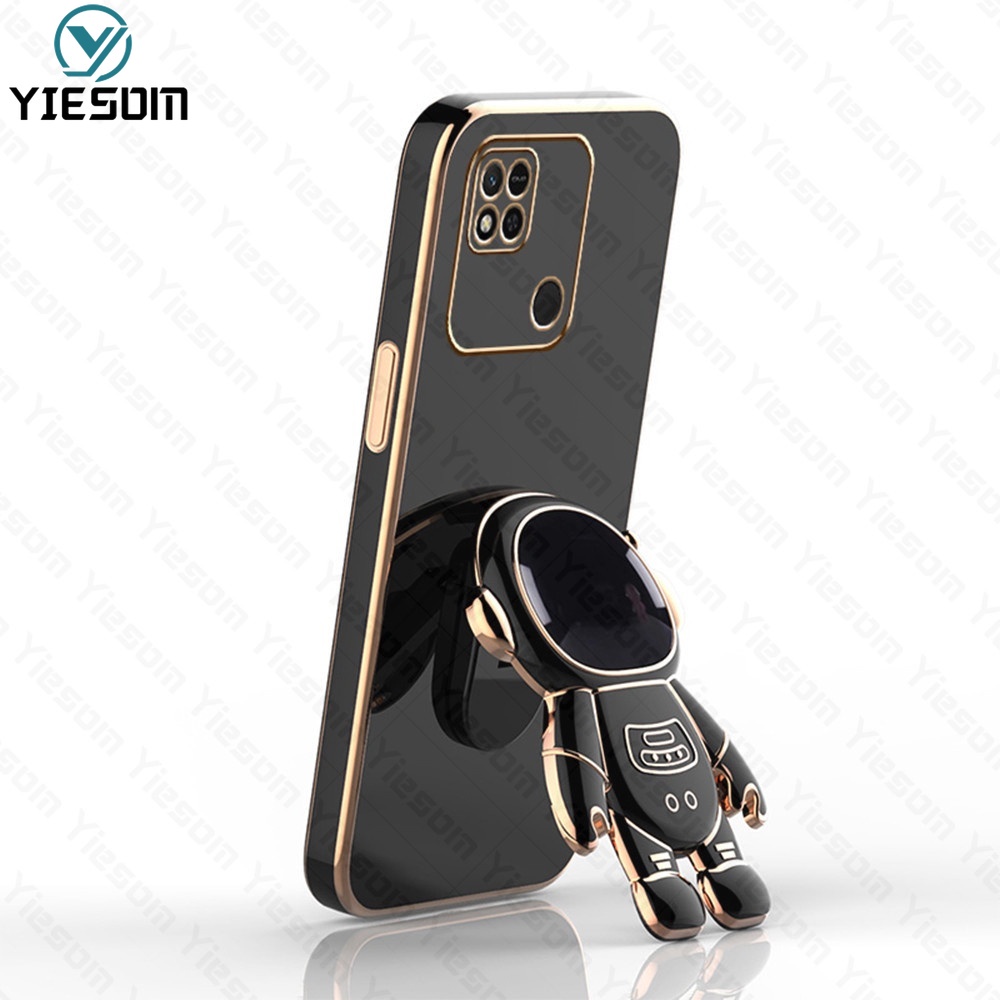 Ốp Điện Thoại Silicon Dẻo Họa Tiết Phi Hành Gia Lấp Lánh Kèm Giá Đỡ Cho Xiaomi Redmi 10C 10A 9C 9A 9T 9 8 8A