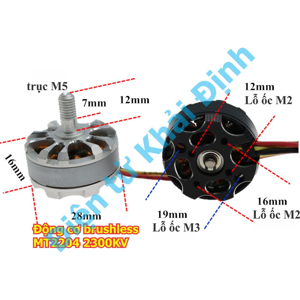 động cơ brushless, không chổi than máy bay UAV mô hình (bộ 2 động cơ thuận nghịch) MT2204 2300KV kde5487