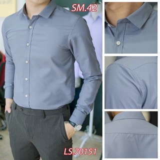 [CHỐNG NHĂN] Áo Sơ Mi Nam Dài Tay, Vải Lụa Thái, Trơn