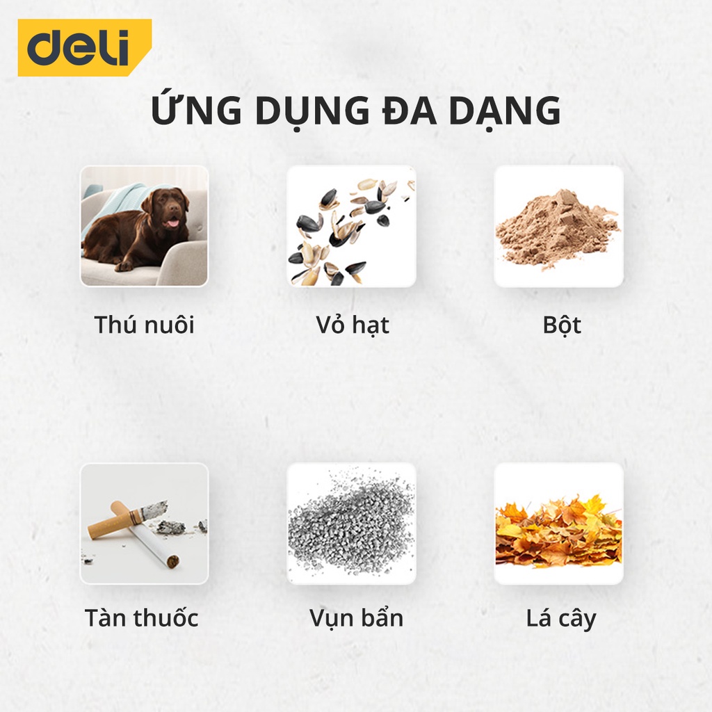 Máy Hút Bụi Cầm Tay Deli Chính Hãng Công Suất Cao - Nhỏ Gọn, TIện Lợi - Hút Bụi Ô Tô, Giường Sofa, Bàn Làm Việc Hiệu Quả