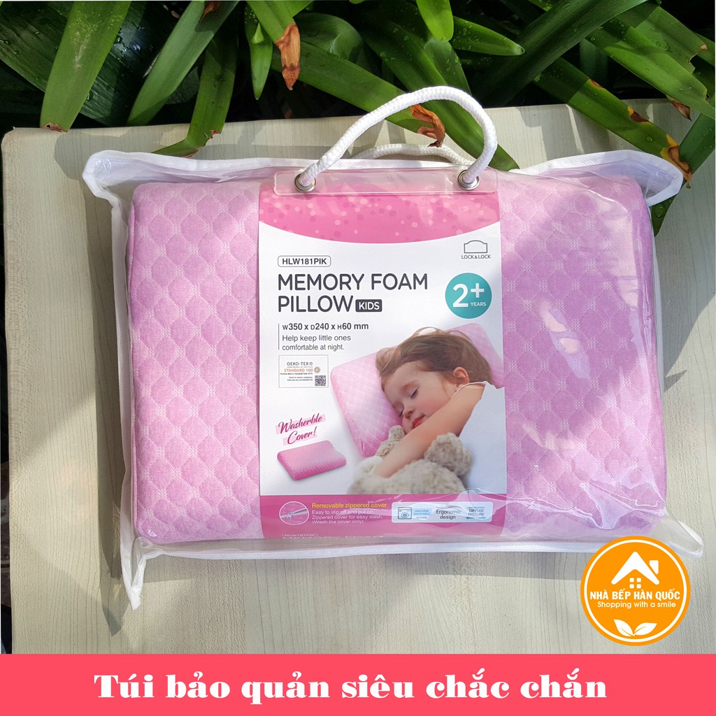 Gối cao su non, gối cao su non cho bé Lock and Lock Memory Foam Pillow HLW181