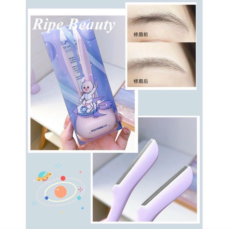 Bộ Dao Cạo Lông Mày Hai Món Chống Trầy Xước Hình Thỏ Dễ Thương