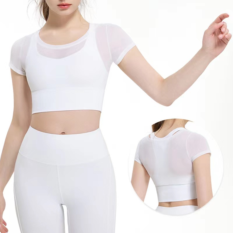 Áo bra thể thao HOPPE FUMENG WX197 ngắn tay phối lưới thời trang cao cấp cho nữ