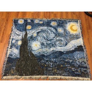 Thảm dệt sợi trải sàn, sofa, treo tường họa tiết đêm đầy sao Starry Night của Vangogh
