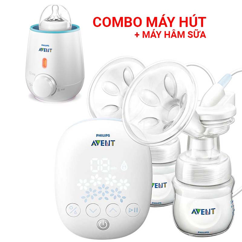 Máy hút sữa điện đôi Philips Avent HOA TUYẾT tặng kèm máy hâm sữa và máy tiệt trùng bình sữa