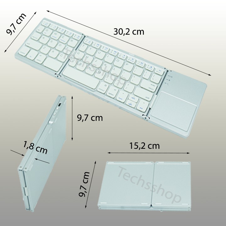 Bàn phím bluetooth không dây gấp gọn có touchpad - Loại phím vuông | WebRaoVat - webraovat.net.vn