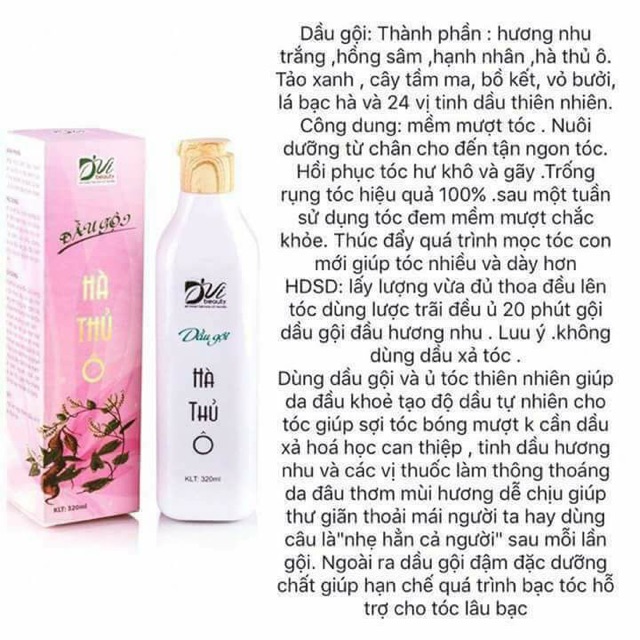 Dầu gội Hà Thủ Ô - Hương Nhu của D'vi Beauty 250ml