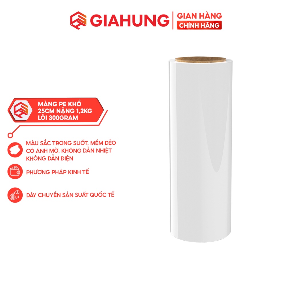 Màng chít PE quấn hàng hóa khổ 25cm nặng 1.2kg, lõi 300g nhựa nguyên sinh cao cấp - GIAHUNGPRO