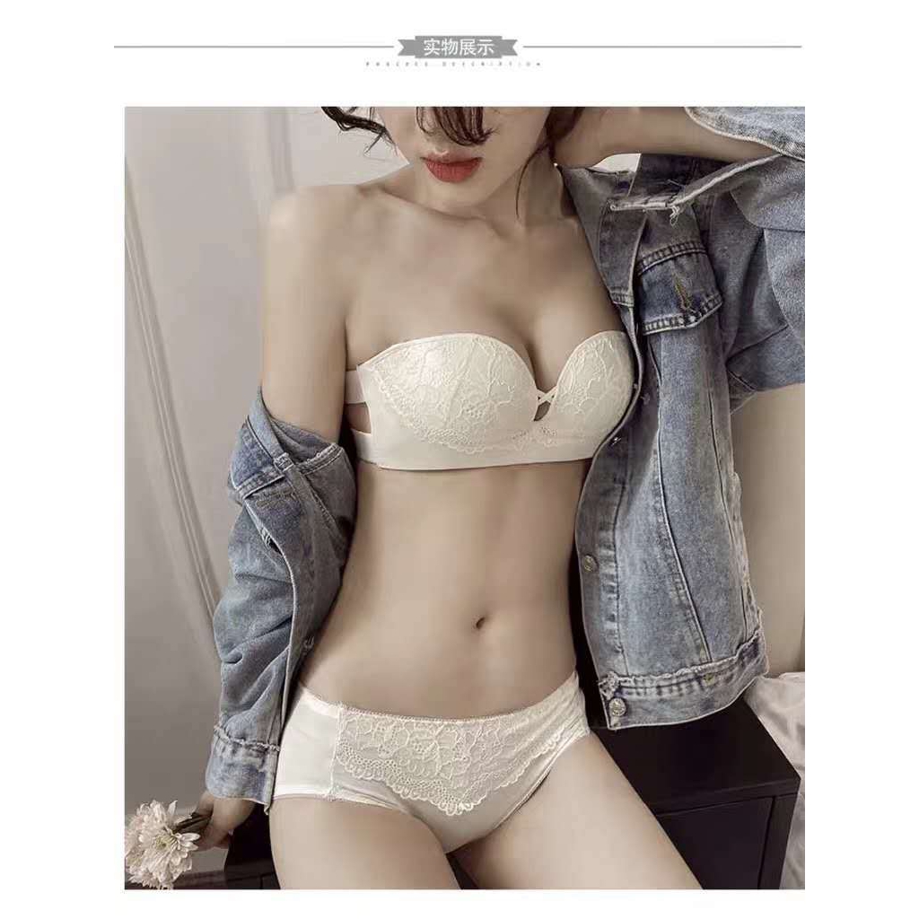 Bộ áo ngực không dây + quần lót phối ren quyến rũ cho nữ (Có bán lẻ áo ngực) | BigBuy360 - bigbuy360.vn