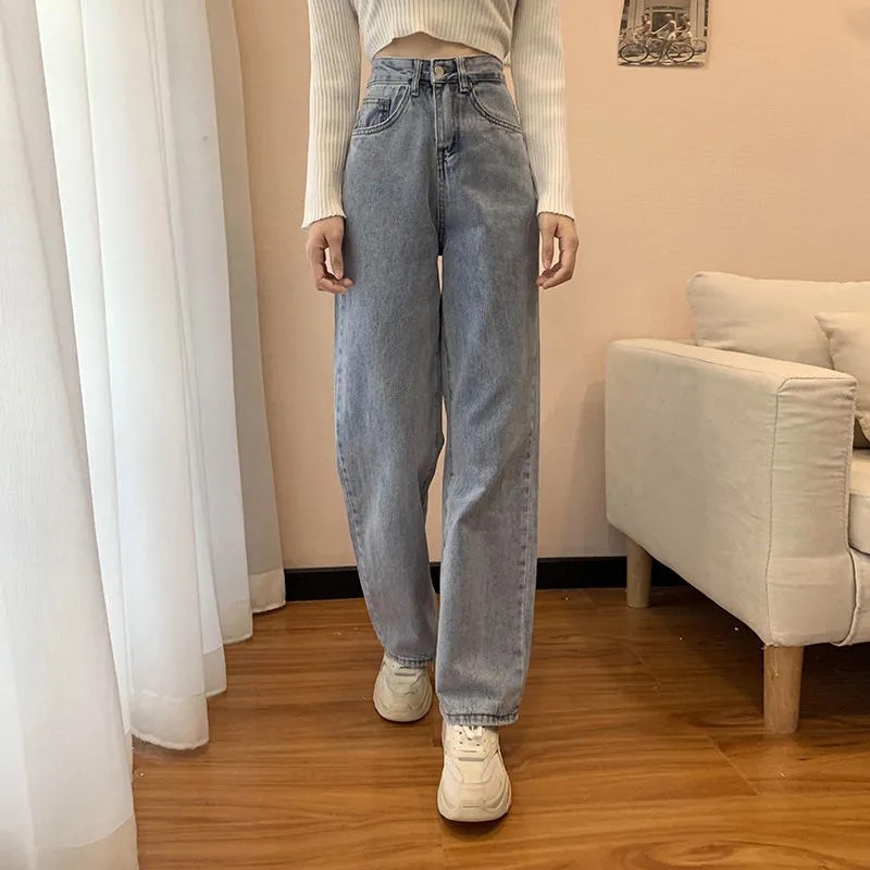 Quần Jeans Nam Nữ Ống Suông Màu Xanh Trắng Đen Lưng Cạp Cao Phong Cách Ulzzang Hàn Quốc Basic Mặc Hàng Ngày Loại Đẹp | BigBuy360 - bigbuy360.vn