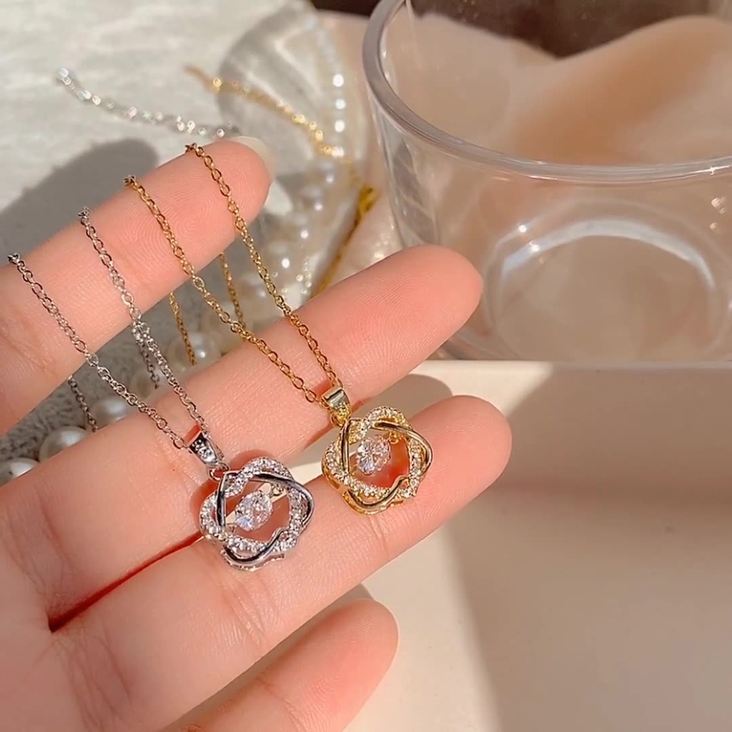 Dây chuyền nữ titan không gỉ mặt trái tim xinh xắn thiết kế đá chuyển động độc đáo mẫu mới nhất 2023