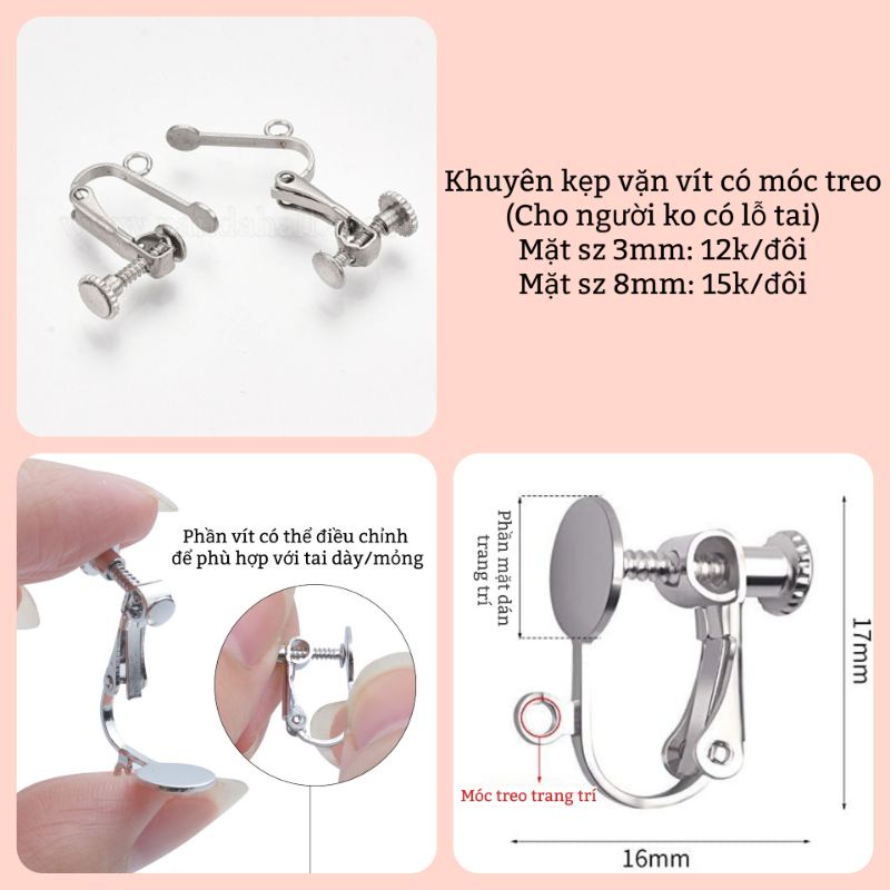 Khuyên kẹp nhiều kiểu dành cho người không bấm lỗ tai  _ Nguyên liệu handmade