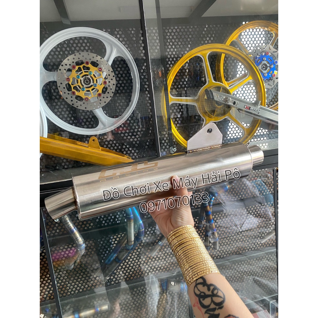 Pô CBR Rl Kingdrang 1.1 mẫu full inox trắng Và Titan cho các dòng xe ex winer satria wave sirius future