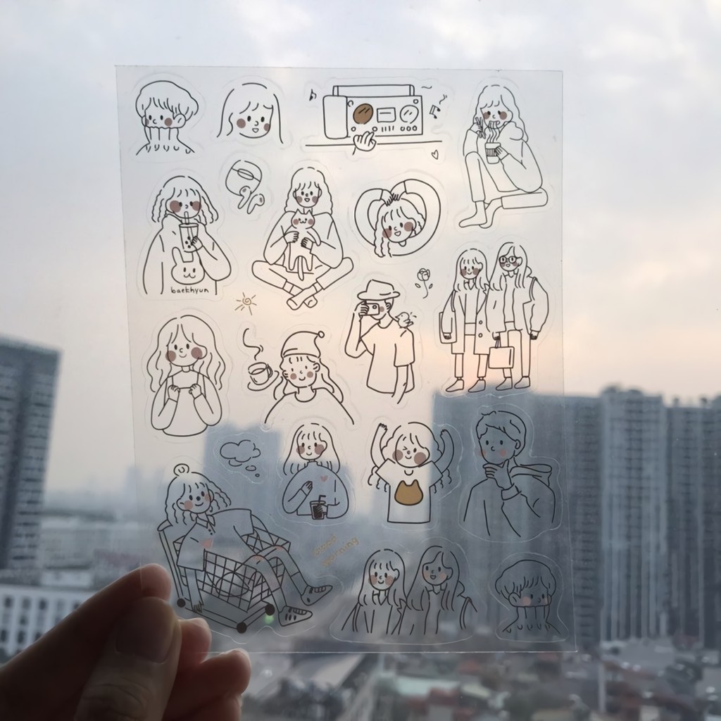 Sticker (hình dán) NÉT VẼ ĐÁNG YÊU nông trại Mây trang trí sổ, album, nhật ký, lưu bút, bullet journal, góc học tập