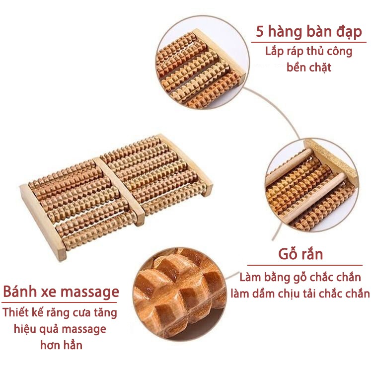 Bàn lăn massage chân bằng gỗ Minh House