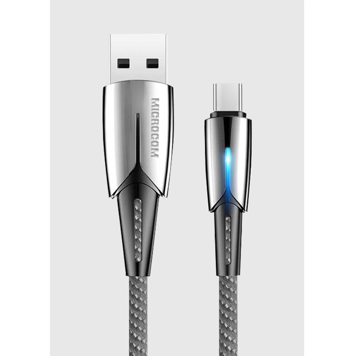 Cáp sạc nhanh Type C Opal OP4 2A MICROCOM dài 1M có đèn báo tự ngắt, dây dù chống đứt gãy