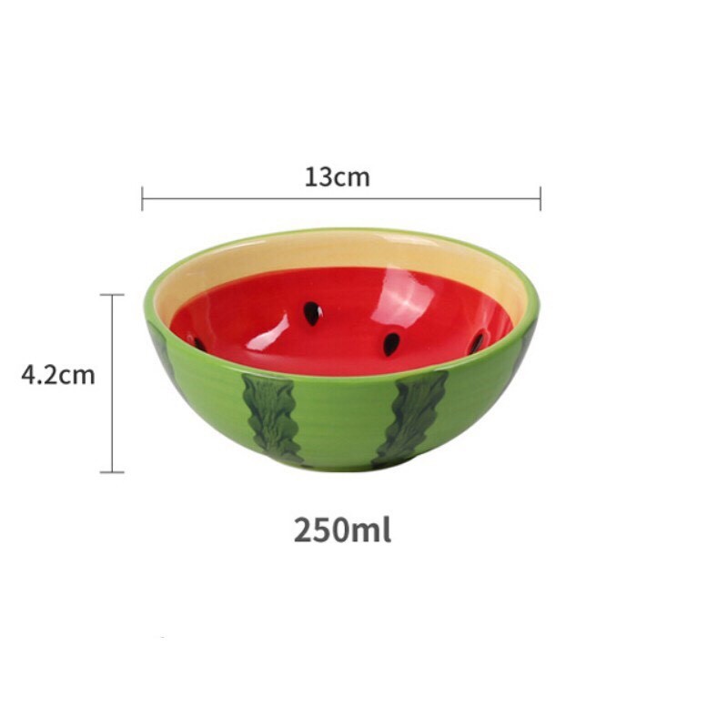 BÁT ĂN DẶM GỐM SỨ CAO CẤP HÌNH DƯA HẤU DỄ THƯƠNG CHO BÉ [ ko bao gồm thìa và đĩa]