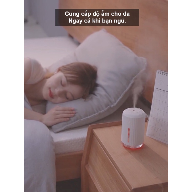 Máy Phun Sương Mini Tạo Ẩm Có Đèn LED Nhiều Màu , Kiêm Máy Xông Tinh Dầu Tỏa Hương Thơm Phòng Đuổi Muỗi TA