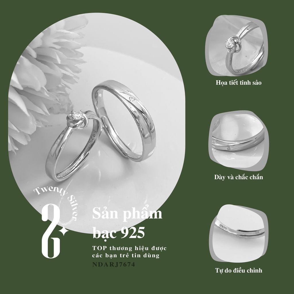 Nhẫn Đôi Bạc S925 Marry Me NDARJ7674. Nhẫn Đôi Bạc Nam Nữ 20Silver