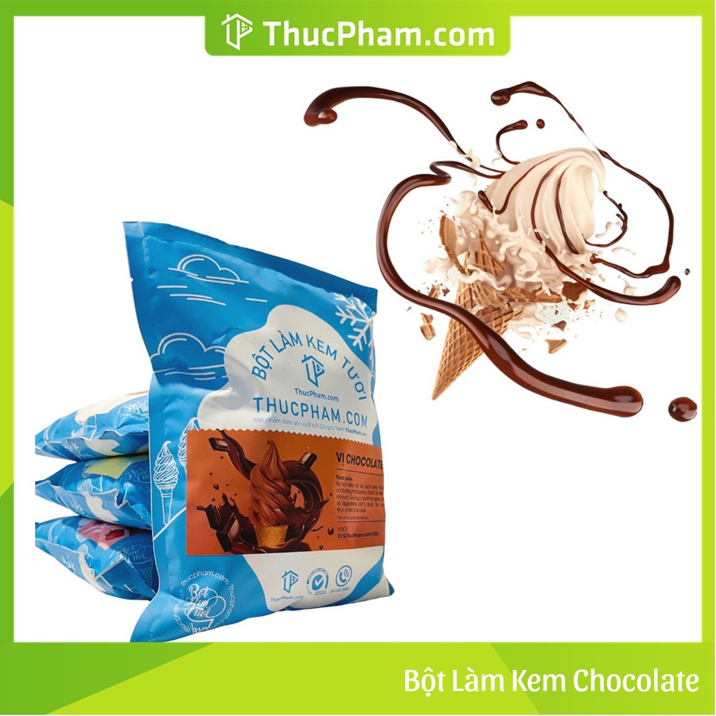 Combo 5 Gói Bột Làm Kem Tươi ThucPham.Com Vị Chocolate- Túi 1kg - Được Chứng Nhận HTQL An Toàn Thực Phẩm ISO 22000:2018