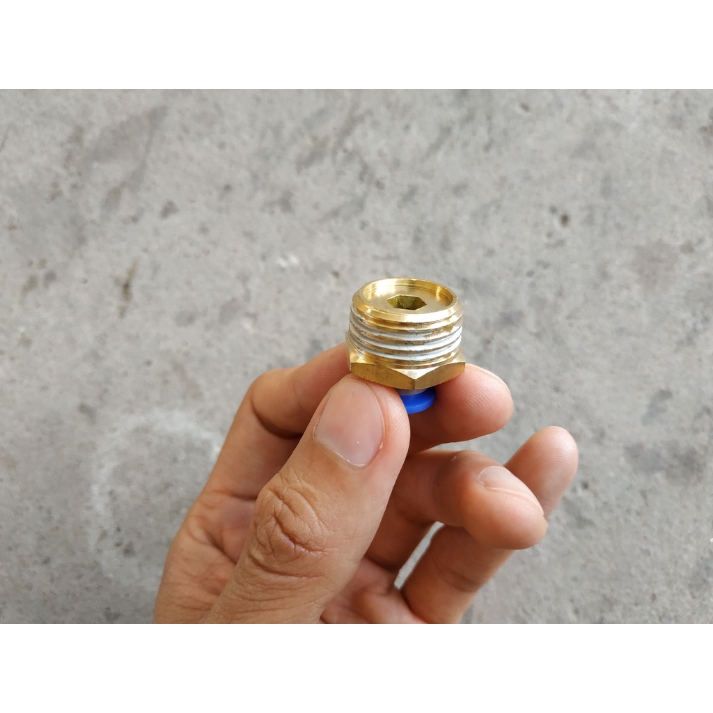 Đầu ren chuyển đồng từ ống nhựa PVC 21mm ra ống khí nén ống phun sương 8mm - MHL