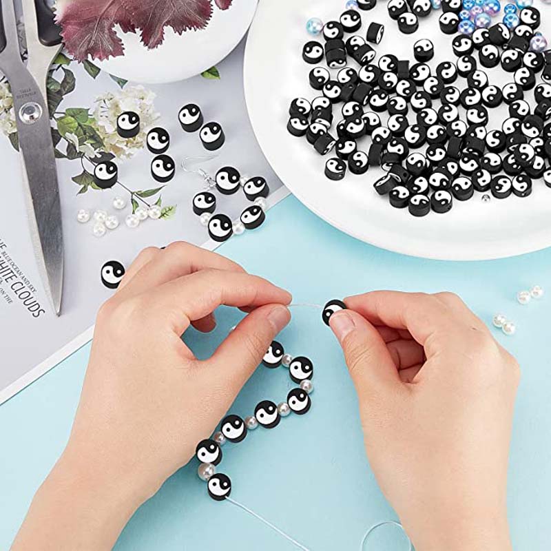 Bộ 50 Hạt Tròn 10mm Bằng Đất Sét Polymer Siêu Nhẹ Dùng Làm Trang Sức DIY