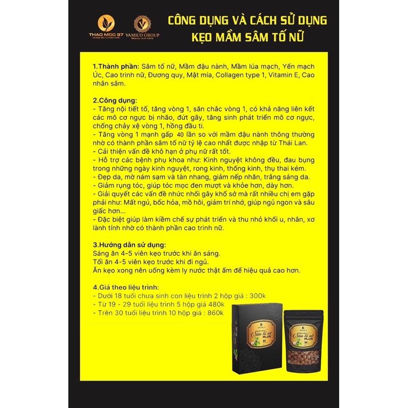 KẸO SÂM TỐ NỮ PLUS THẢO MỘC 37 HỘ TRỢ TĂNG VÒNG 1 ĐẸP DA | Thế Giới Skin Care