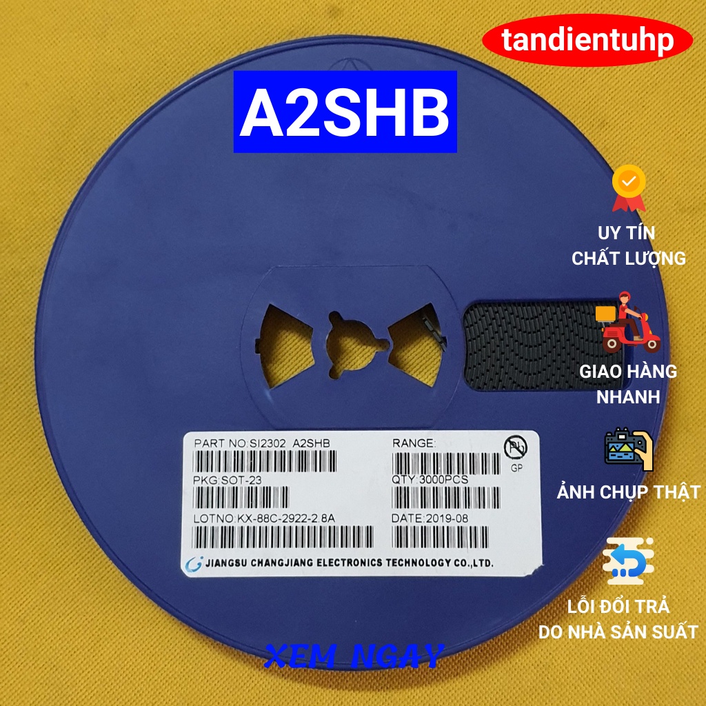 50 CHIẾC   MOSFET A1SHB 2301 SOT-23 PNP 2.3A 20V -  A2SHB 2302 SOT-23 NPN 2.6A 20V