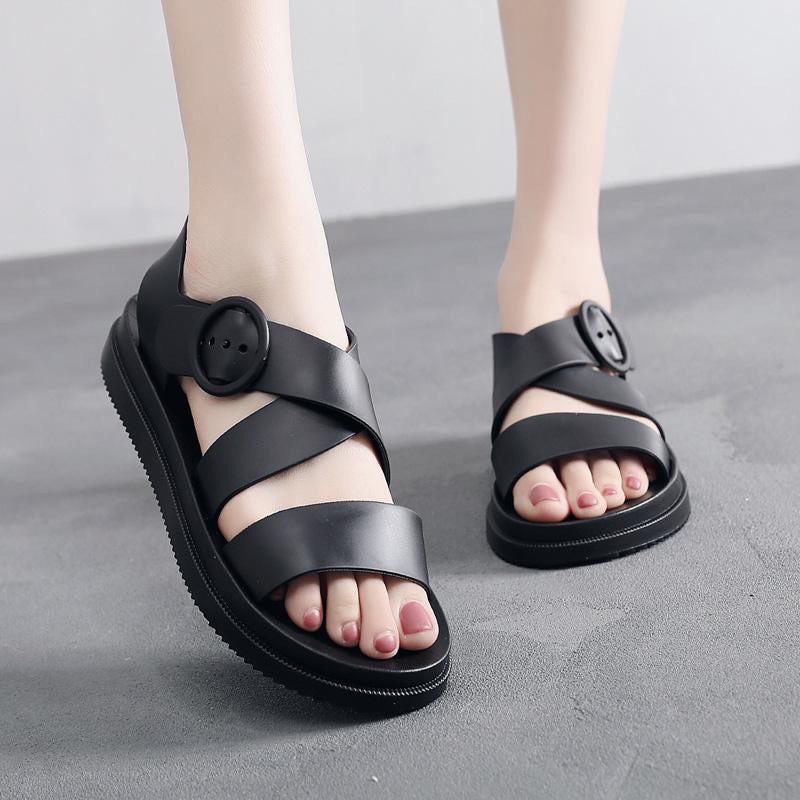 [Mã FASHIONGREEN264 giảm 10% tối đa 30k đơn từ 99k] ] Dép sandal nhựa dẻo quai chéo