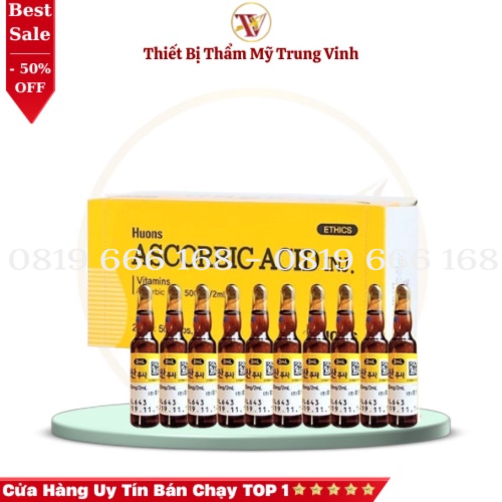 Vỉ 10 Ống Vitamin C Houns Hàn Quốc Cấy Tảo Hồng (Hộp 50 ống và vỉ 10 ống)