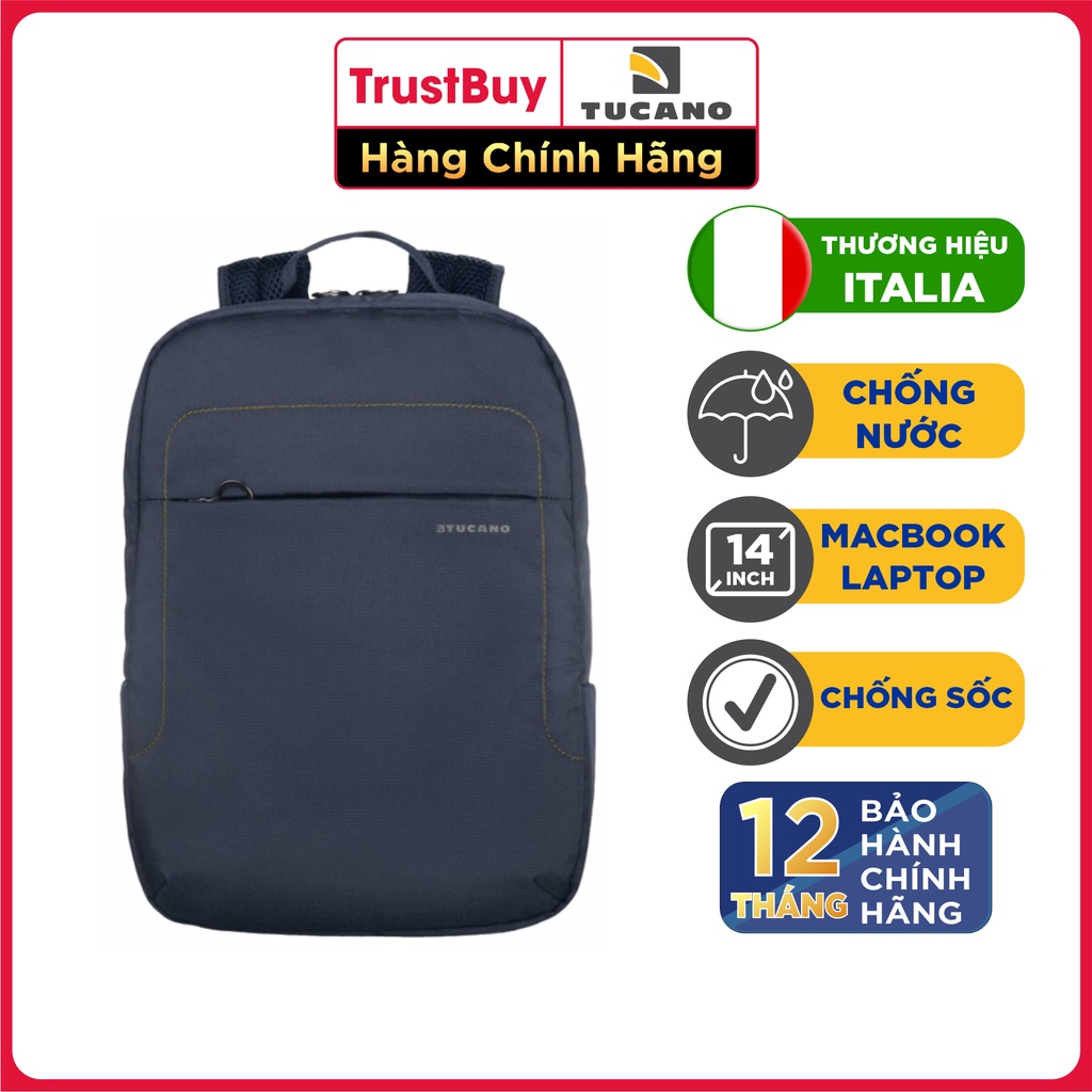 Balo Đựng Laptop Macbook Ultrabook 14 inch TUCANO LUP ZAINO - BKLP14-BS - Navy Blue - Hàng Chính Hãng