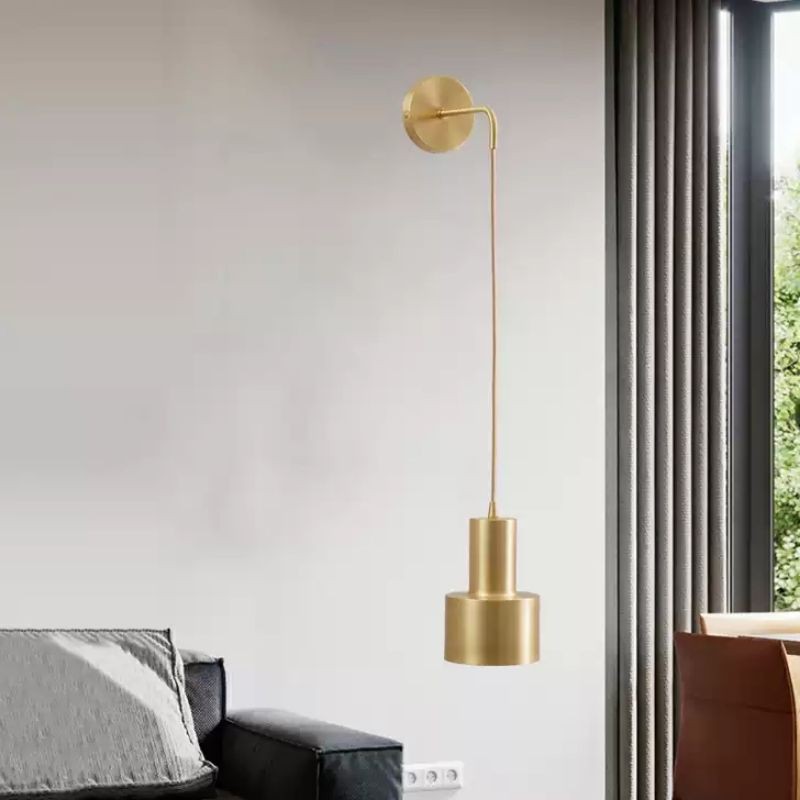 Đèn thả gắn tường màu đồng hiện đại, đèn trang trí - tặng kèm bóng led; Đèn thả trang trí nội thất