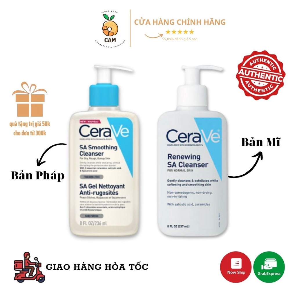 Sữa rửa mặt dành cho da dầu mụn Cerave SA Smoothing Cleanser 236 - 473ML